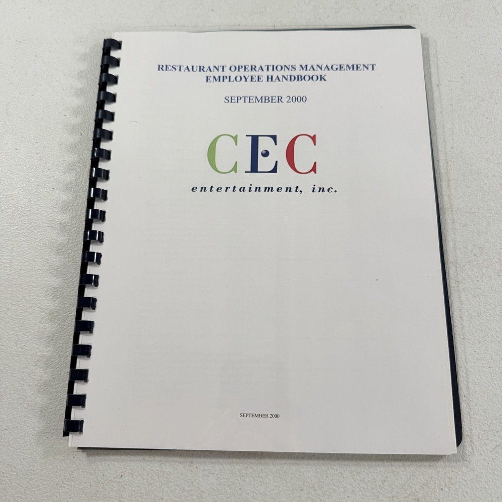 Chuck E. Cheese Restaurant Operations Management Employee Handbook 2000 RARE